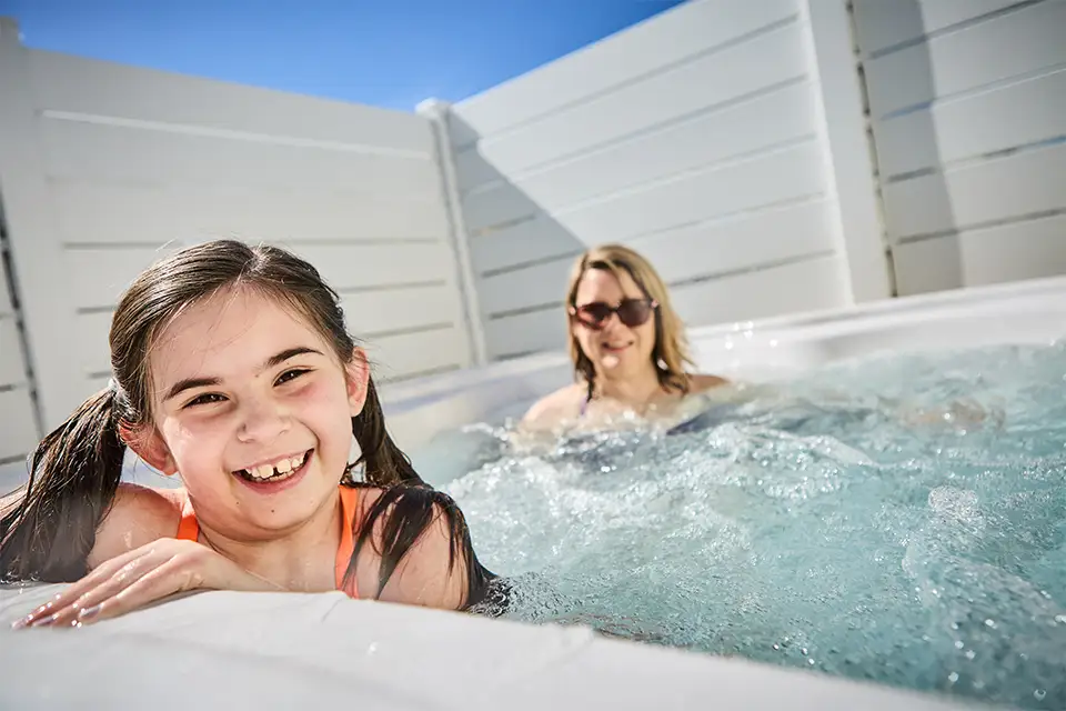 Mother and daughter enjoying their uk hot tub holiday
