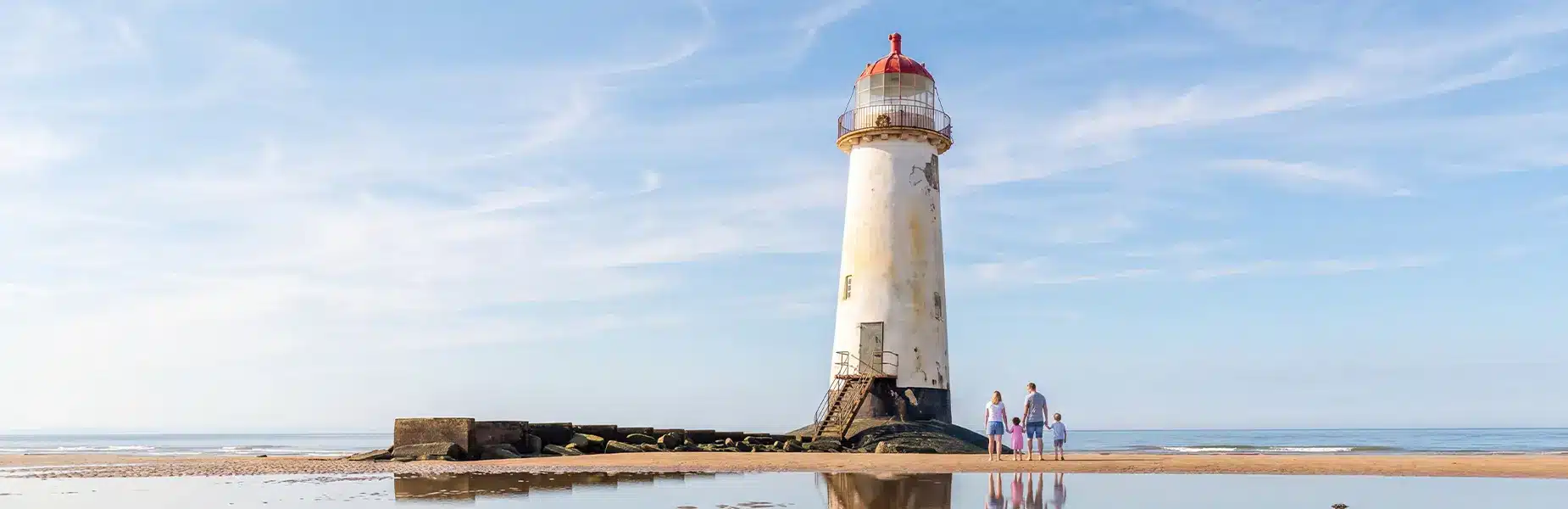 Holiday home owners enjoying the old Point of Ayr lighthouse in Talacre