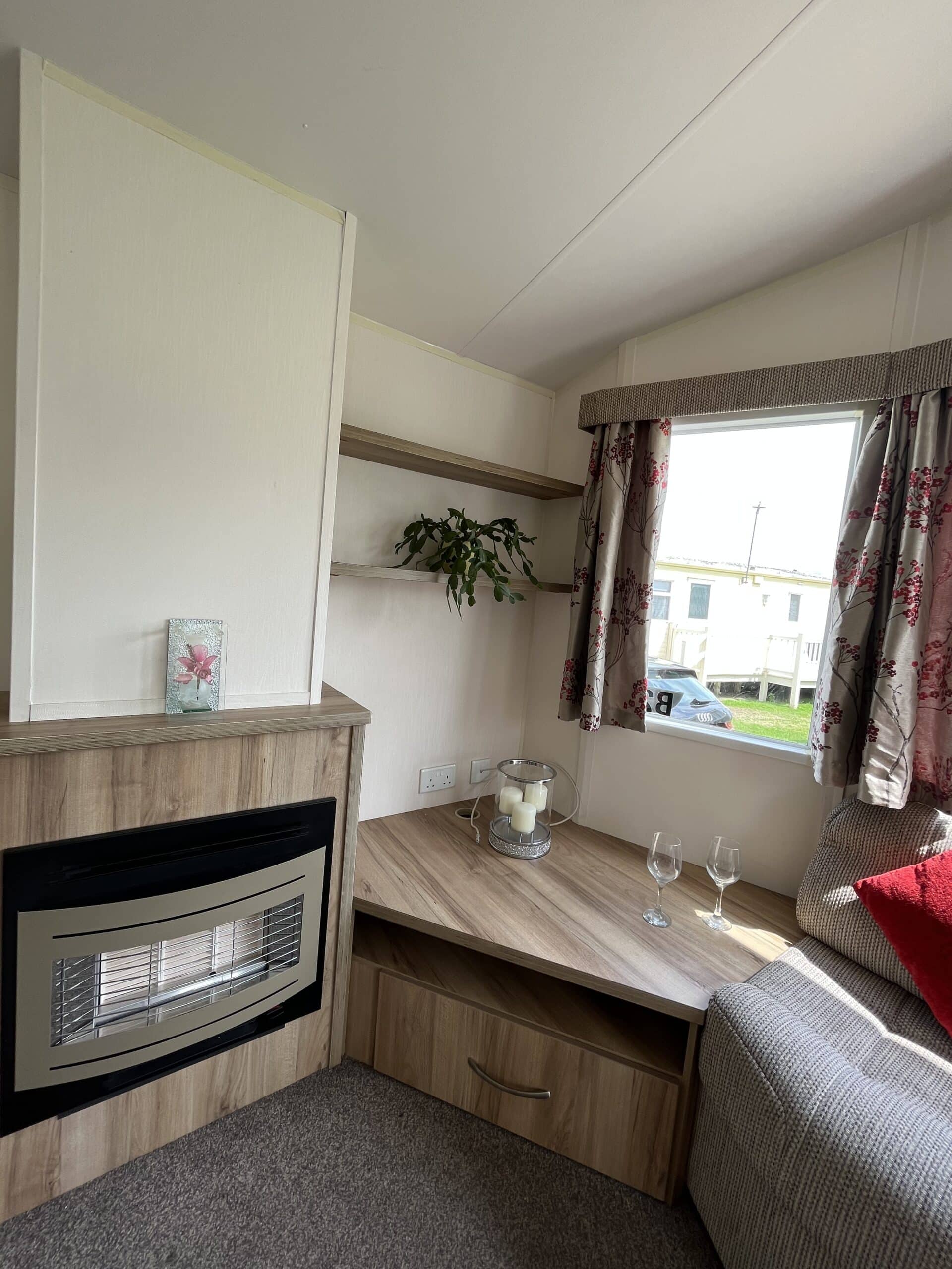 Image of main living space with fireplace